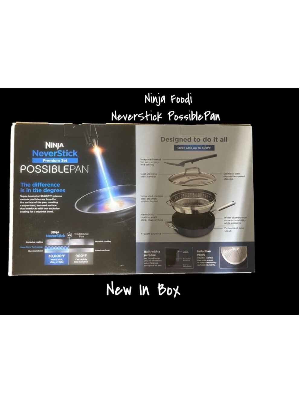Ninja Foodi NeverStick PossiblePan – 4‑Quart – Blue – Brand New